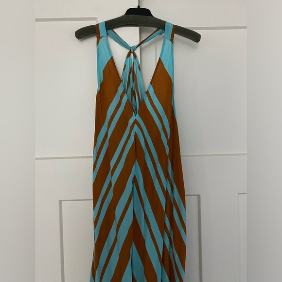 Mango Chevron Striped Blue/Brown Maxi Dress M NWOT - Picture 6 of 7